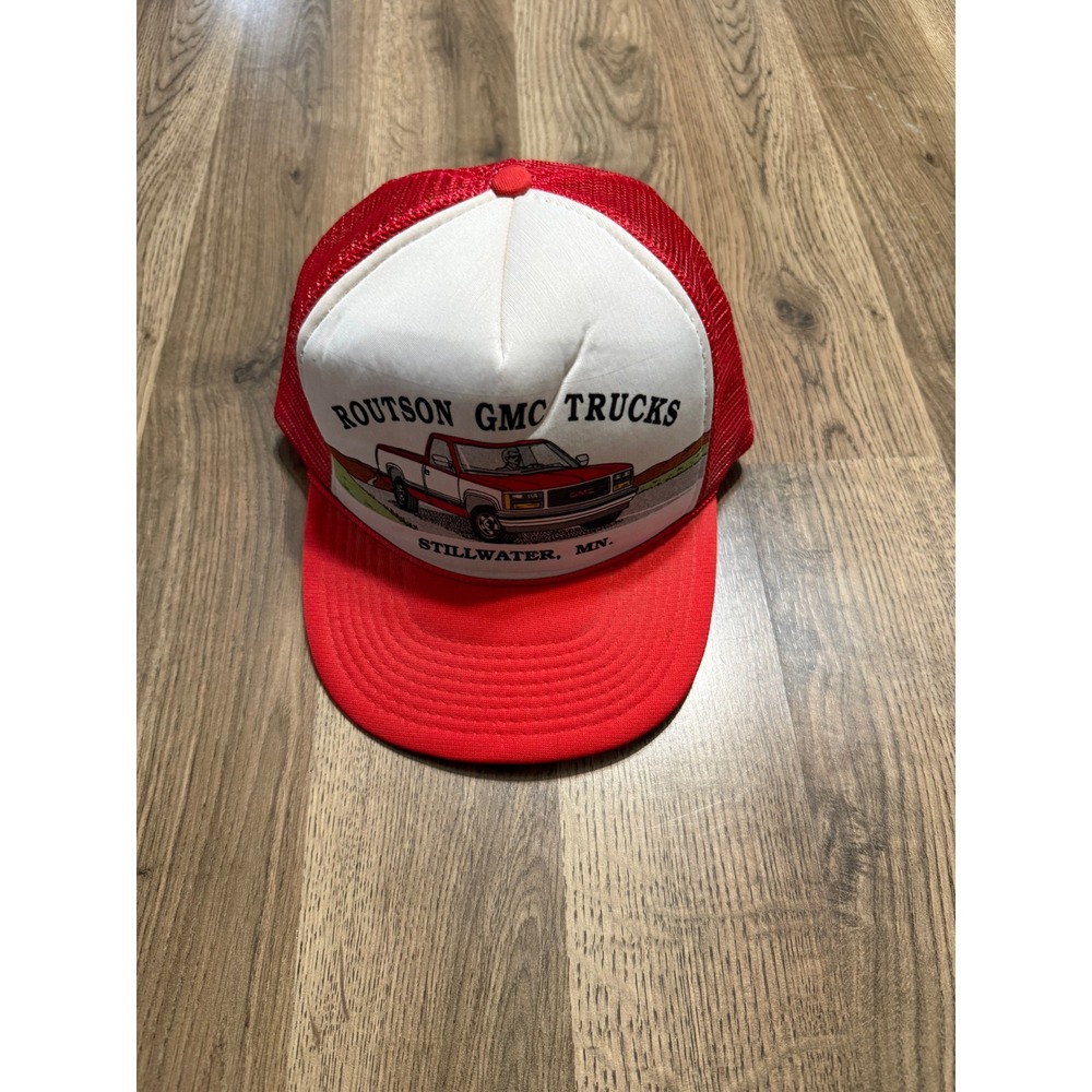By George! Routson GMC Trucks Mens Size OSFA Red Trucker Hat Graphic Cap